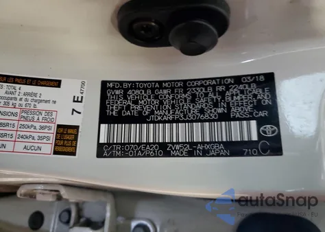 2018 Toyota Prius Prime from USA, damaged, VIN JTDKARFP3J3076830